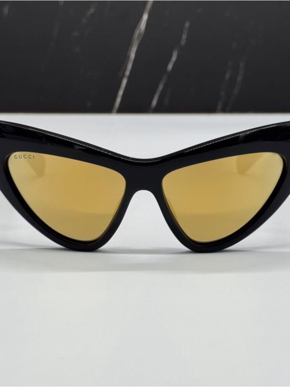 NEW GG1294S 002 GUCCI SUNGLASSES SHINY BLACK GOLD CAT EYE WOMEN EYEWEAR GUCCI